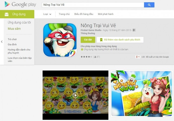 Trò chơi “Nông Trại Vui Vẻ” chính thức có trên hệ điều hành Android