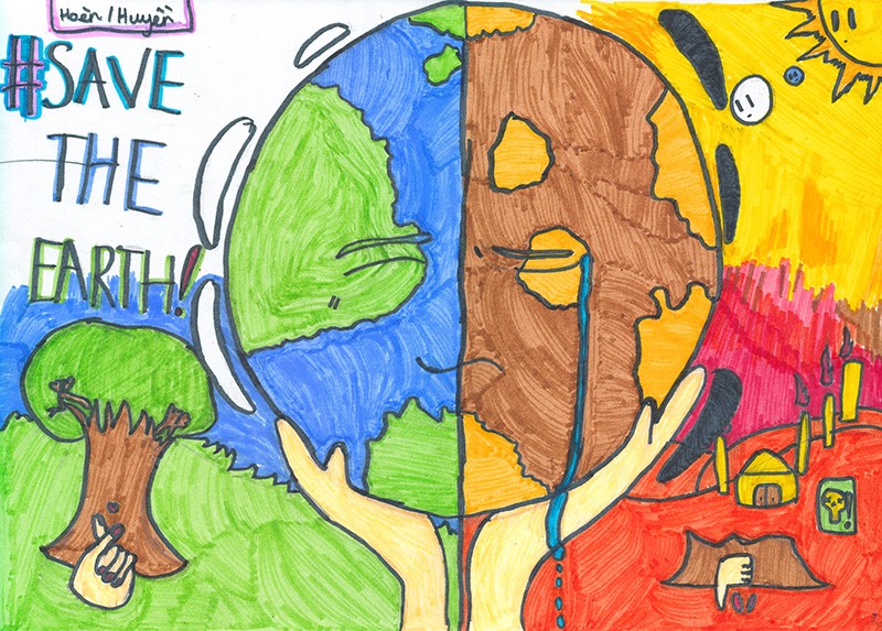 Sinh viên năm 2 đạt giải nhất vẽ tranh cổ động về môi trường