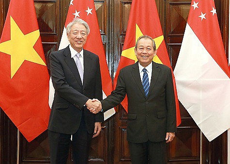 Phó Thủ tướng Thường trực Trương Hòa Bình hội đàm với Phó Thủ tướng Singapore