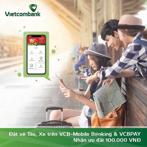 Vietcombank mở rộng triển khai tính năng đặt vé tàu, xe trên VCBPAY