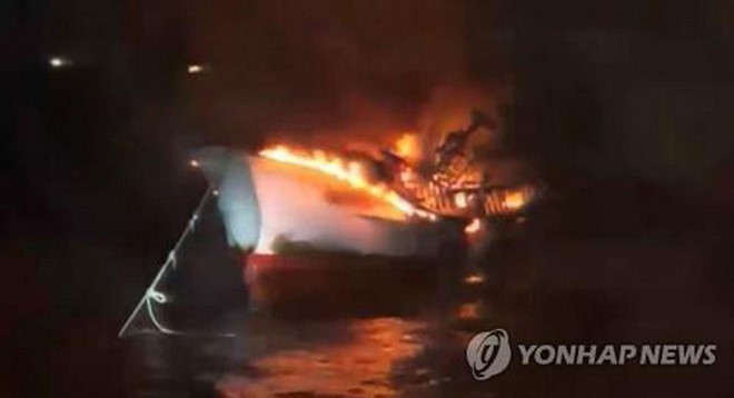 Cháy tàu cá, 5 thuyền viên Việt Nam mất tích tại Hàn Quốc