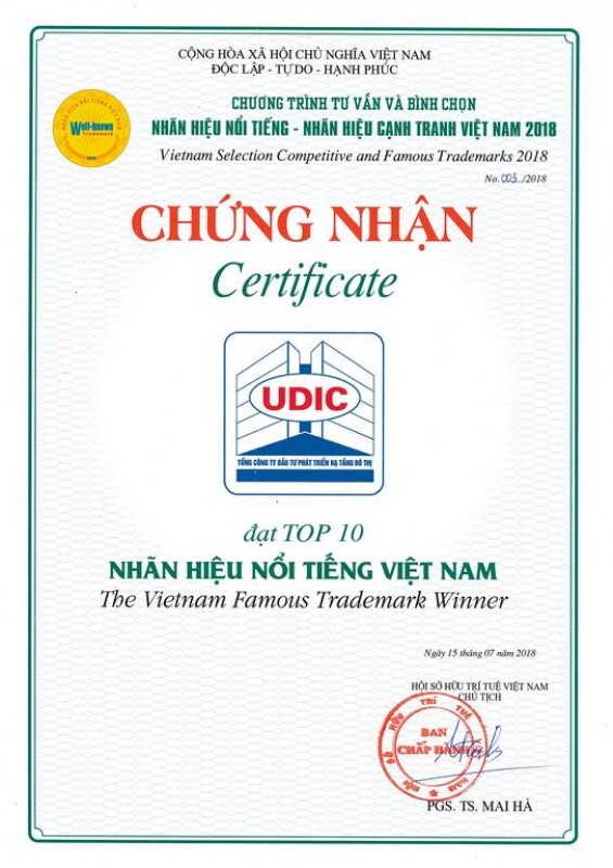 Tổng Công ty UDIC lần thứ ba lọt Top 10 Nhãn hiệu nổi tiếng Việt Nam