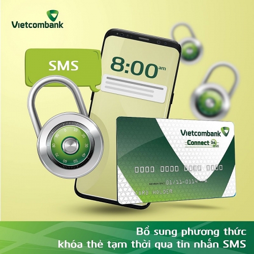 Vietcombank bổ sung phương thức khóa thẻ tạm thời qua tin nhắn SMS