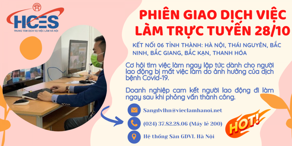 Ngày 28/10: Hà Nội tổ chức phiên giao dịch việc làm trực tuyến kết nối với 5 tỉnh