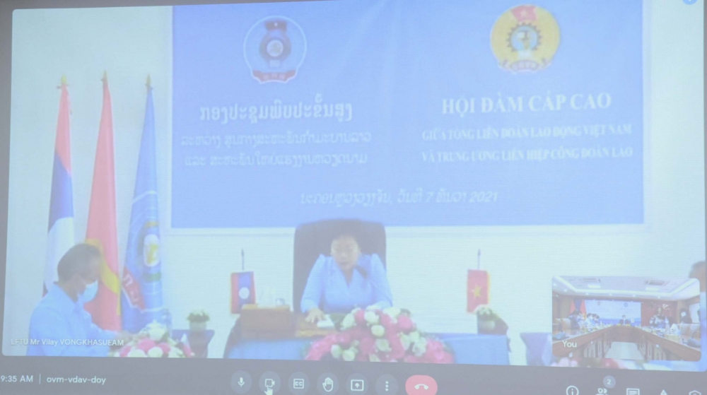 Tổng Liên đoàn Lao động Việt Nam hội đàm với Trung ương Liên hiệp Công đoàn Lào