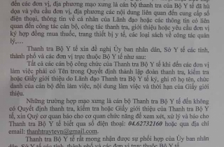 Cảnh báo giả danh cán bộ thanh tra của Bộ Y tế để lừa đảo