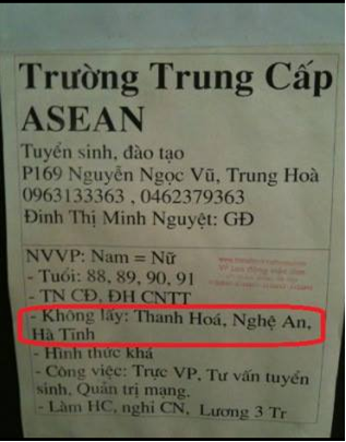 Sốc với tuyển dụng "không lấy Thanh Hóa - Nghệ An - Hà Tĩnh" 1 Sốc với tuyển dụng "không lấy Thanh Hóa - Nghệ An - Hà Tĩnh" 1