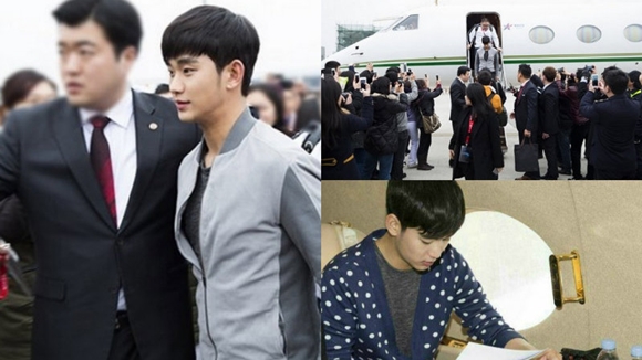 Kim Soo Hyun được đón rước bằng máy bay phản lực