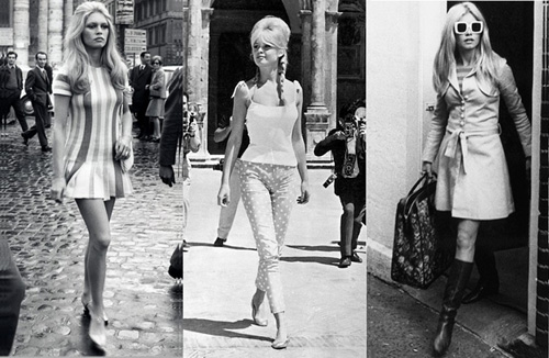 5. Brigitte Bardot Nổi tiếng hơn với danh hiệu biểu tượng sex, nhưng biểu tượng nhan sắc một thời của điện ảnh Pháp vẫn là hình tượng khó quên của làng thời trang với mái tóc tổ ong bới cao, mắt mèo sắc sảo, thân hình chuẩn mực của một vũ công ballet kèm những bộ trang phục đơn giản nhưng bốc lửa.