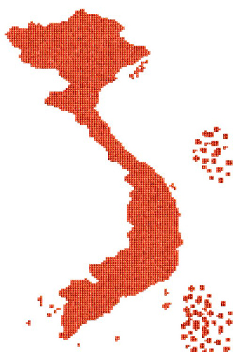 Tấm bản đồ lớn được ghép từ hàng ngàn ảnh bức ảnh chân dung các công dân Việt Nam