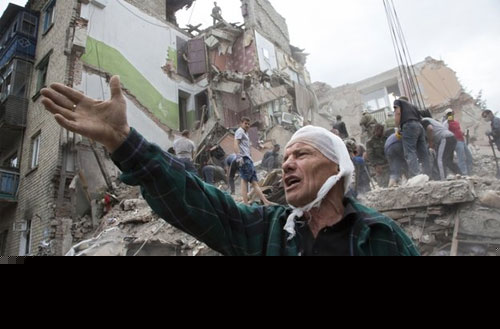 Ukraina, thị trấn, tan hoang, bom đạn, li khai, nổi dậy