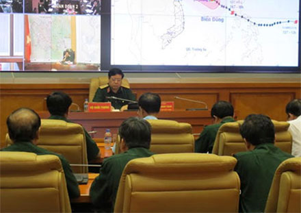 Lực lượng quân đội các địa phương đã sẵn sàng ứng phó với cơn bão Rammasun. (Ảnh: báo QĐND)