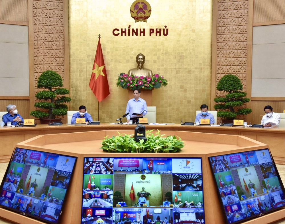 Thủ tướng Phạm Minh Chính họp trực tuyến với 20 tỉnh, thành phố về phòng, chống Covid-19