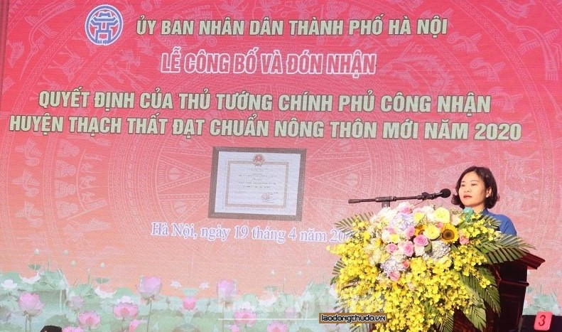 Huyện Thạch Thất đón nhận Bằng công nhận huyện đạt chuẩn nông thôn mới