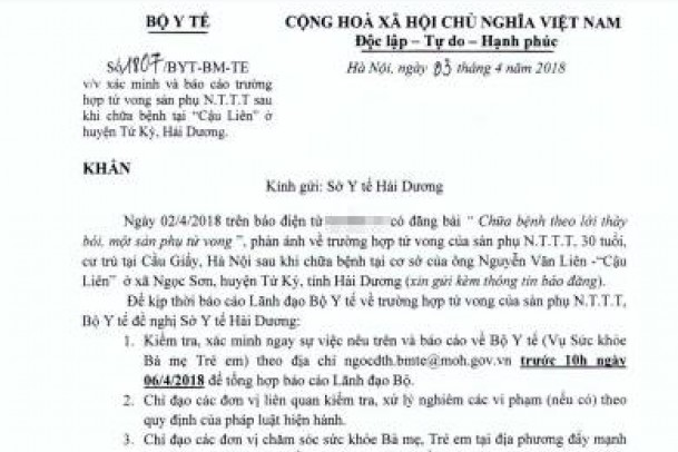 Bộ Y tế đề nghị xác minh thông tin bệnh nhân tử vong sau khi chữa bệnh tại nhà "cậu Liên"