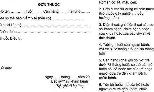 Bộ Y tế bỏ quy định bố mẹ phải khai số chứng minh thư trên đơn thuốc