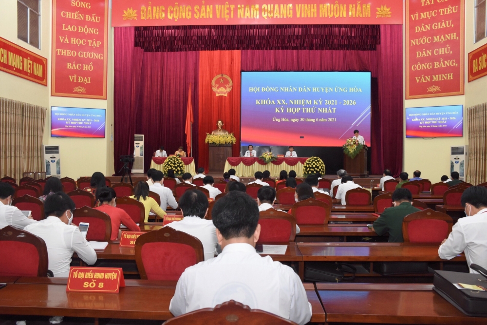 Huyện Ứng Hòa tổ chức kỳ họp thứ nhất Hội đồng nhân dân huyện khóa XX nhiệm kỳ 2021-2026