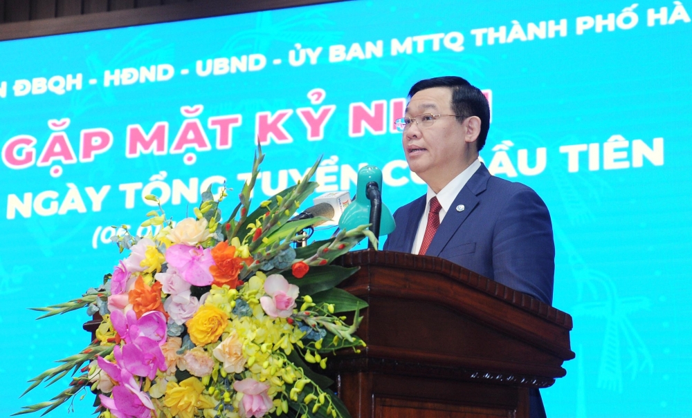 Bí thư Thành ủy Hà Nội Vương Đình Huệ đọc diễn văn kỷ niệm