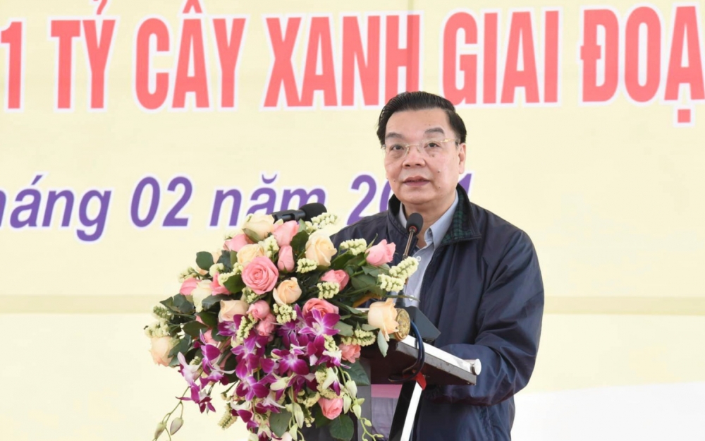 Chủ tịch Ủy ban nhân dân thành phố Hà Nội Chu Ngọc Anh phát biểu