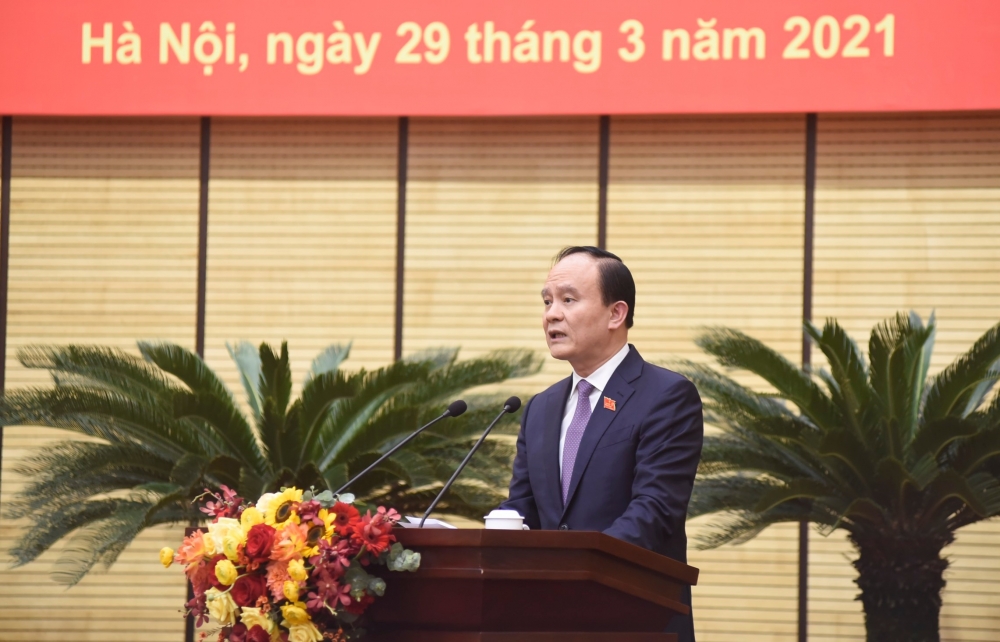 Chủ tịch Hội đồng nhân dân thành phố Hà Nội Nguyễn Ngọc Tuấn phát biểu khai mạc