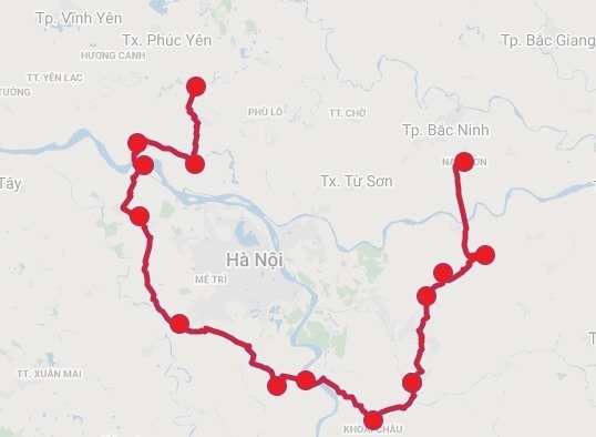 Tuyến đường vành đai 4 sẽ đi qua địa bàn Hà Nội - Hưng Yên - Bắc Ninh. Ảnh map minh họa