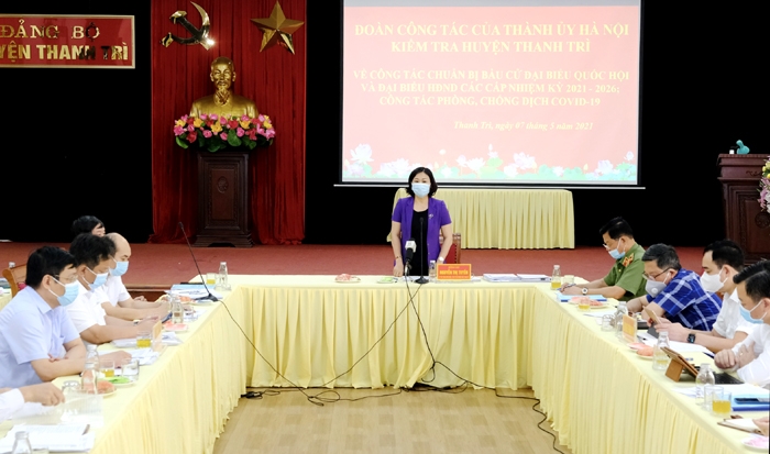 Phó Bí thư Thường trực Thành ủy Hà Nội Nguyễn Thị Tuyến phát biểu chỉ đạo