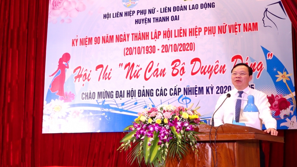 Bí thư Huyện ủy Thanh Oai Đinh Trường Thọ phát biểu tại hội thi