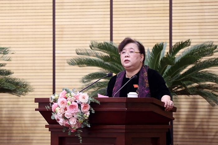 Chủ tịch Hội đồng nhân dân thành phố Hà Nội Nguyễn Thị Bích Ngọc phát biểu bế mạc
