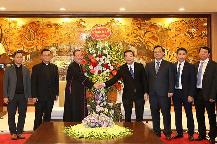 Lãnh đạo thành phố Hà Nội tiếp Tổng Giám mục Tổng Giáo phận Hà Nội