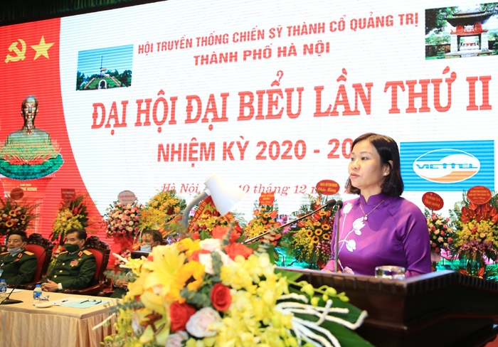 Phó Bí thư Thường trực Thành ủy Hà Nội Nguyễn Thị Tuyến phát biểu tại Đại hội