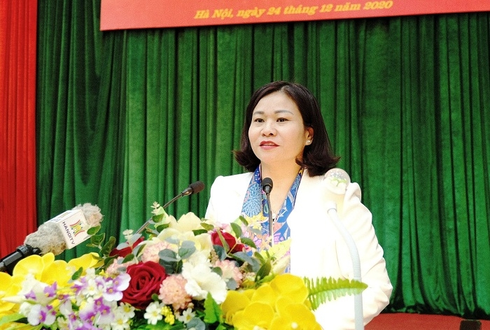 Phó Bí thư Thường trực Thành ủy Hà Nội Nguyễn Thị Tuyến phát biểu chỉ đạo tại hội nghị