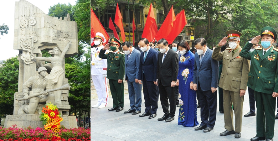 Lãnh đạo thành phố Hà Nội dâng hoa tại tượng đài "Quyết tử để Tổ quốc quyết sinh"