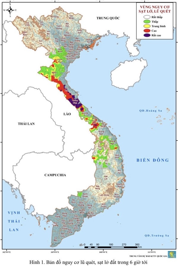 Nguy cơ cao xảy ra lũ quét, sạt lở, ngập úng tại các tỉnh từ Thanh Hóa đến Quảng Nam