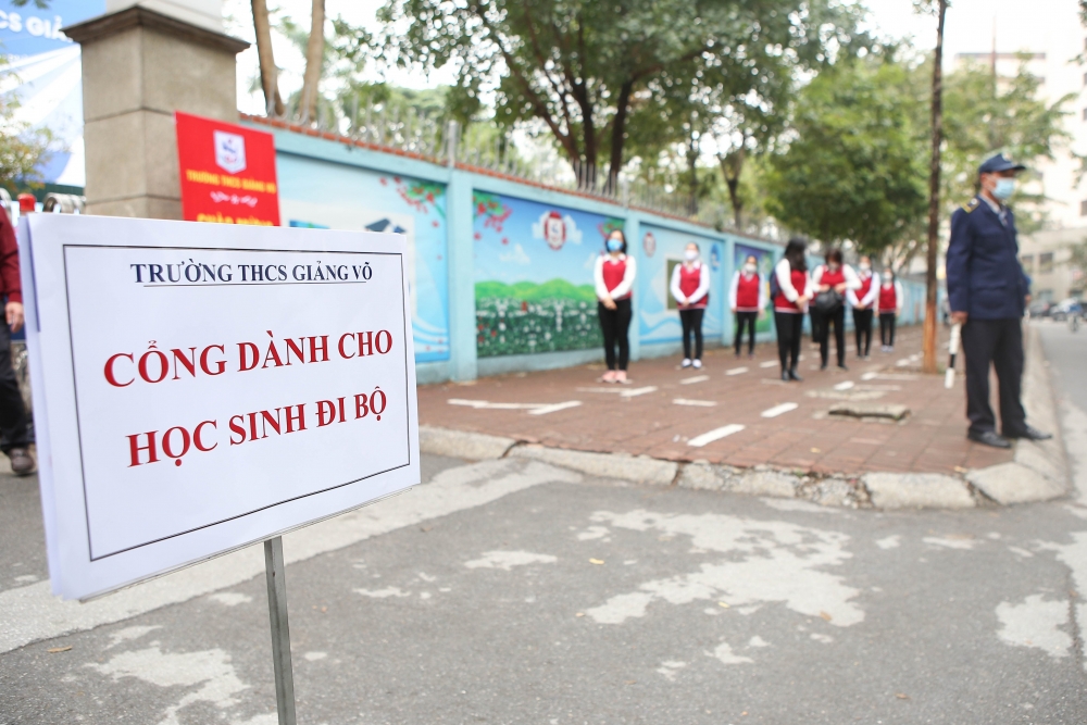 Quận Ba Đình: Diễn tập công tác đón học sinh trở lại trường học