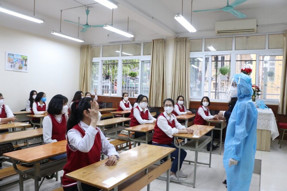 Quận Ba Đình: Diễn tập công tác đón học sinh trở lại trường học