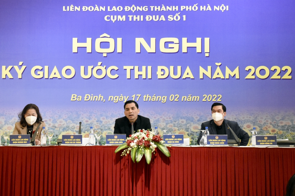 Cụm Thi đua số 1 Liên đoàn Lao động thành phố Hà Nội ký kết giao ước thi đua năm 2022