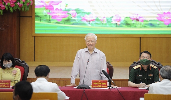 Tổng Bí thư Nguyễn Phú Trọng và các ứng cử viên đại biểu Quốc hội khóa XV tiếp xúc cử tri tại Hà Nội