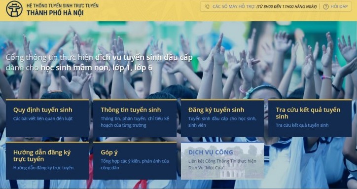 Hà Nội: Hướng dẫn đăng ký tuyển sinh trực tuyến vào lớp 6