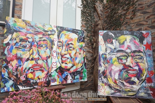 Họa sĩ Việt tạc tượng, vẽ tranh Tổng thống Trump và Chủ tịch Kim Jong Un trước hội nghị thượng đỉnh