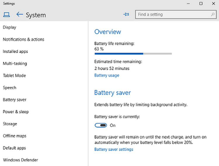 Cách tiết kiệm pin laptop chạy Windows 10 hiệu quả - 1