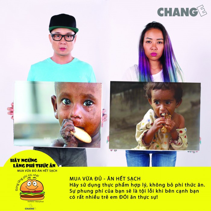 Hà Okio và Thảo Trang kêu gọi ngừng lãng phí thức ăn Hà Okio và Thảo Trang kêu gọi ngừng lãng phí thức ăn