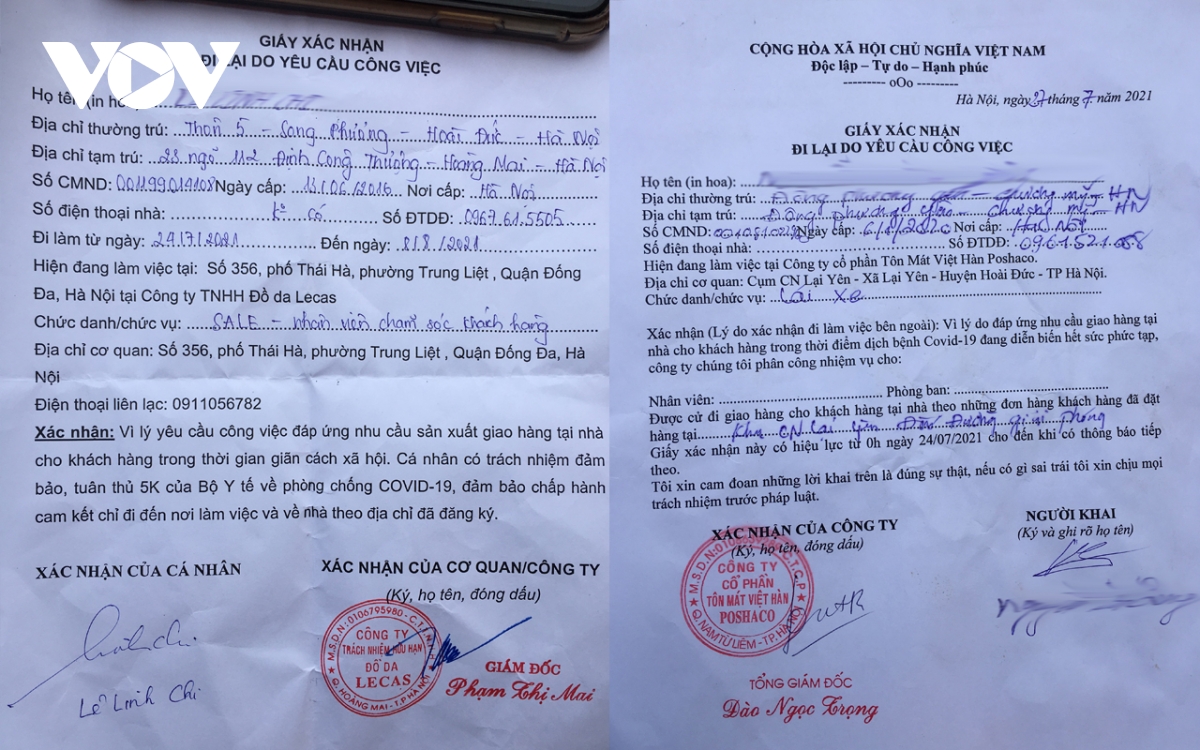Nhiều người ở Hà Nội sử dụng giấy xác nhận kiểu “đối phó” để được đi lại