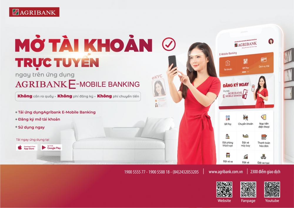 Mở tài khoản trực tuyến bằng công nghệ định danh điện tử (eKYC) ngay trên ứng dụng Agribank E-Mobile Banking