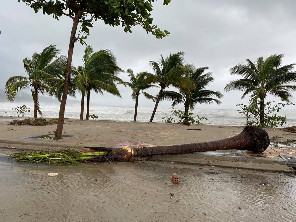 Những hình ảnh đầu tiên cơn bão số 9 đỗ bộ vào bờ biển Đà Nẵng