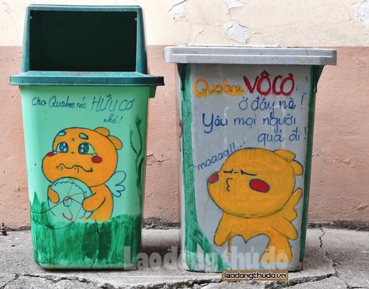 Bảo vệ môi trường từ những thùng rác ngộ nghĩnh