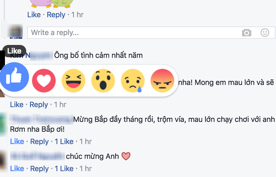 Facebook tích hợp tính năng bày tỏ cảm xúc trong bình luận