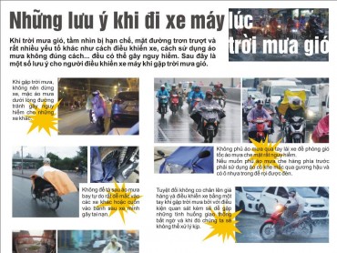 Infographic: Những lưu ý khi đi xe máy lúc trời mưa gió