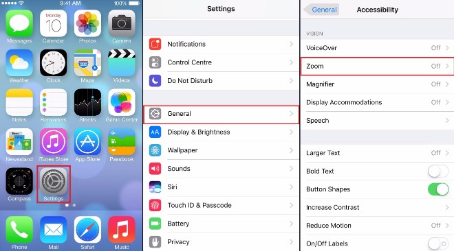 lam chu chuc nang zoom trong iphone ipad chay ios
