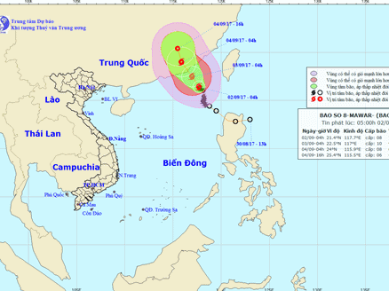 Bão giật cấp 12 tránh xa Việt Nam, hướng thẳng vào Trung Quốc