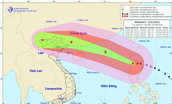 Vùng biển phía Bắc của Vịnh Bắc Bộ có mưa bão từ chiều 16/9